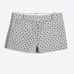 J. Crew Eyelet Chino Shorts Womens Size 2 Navy & White Geometric Mid Rise Preppy